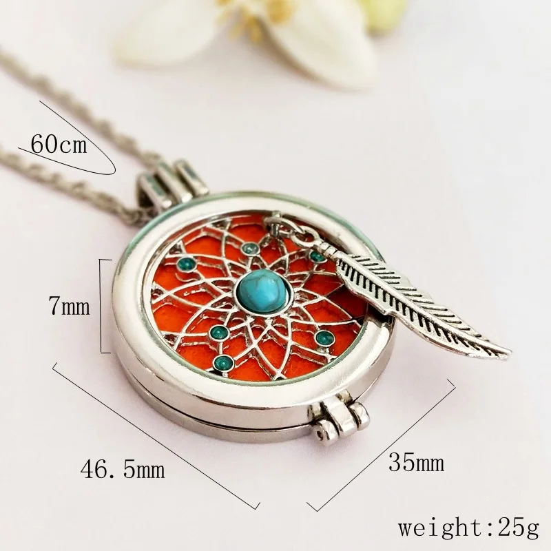 Qevila Necklace Jewelry Aroma Diffuser life Tree Necklace Open Lockets Bohemia Pendant Perfume Oil Locket 5pcs Oil Pads as Gift (6)