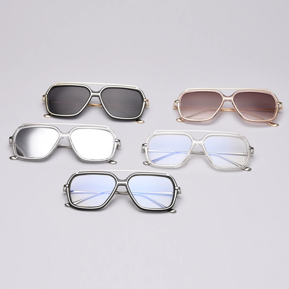 Peekaboo мужские прозрачные Солнцезащитные очки женские многоугольные полуметаллические шестиугольные очки оправа мужские прозрачные линзы высокое качество