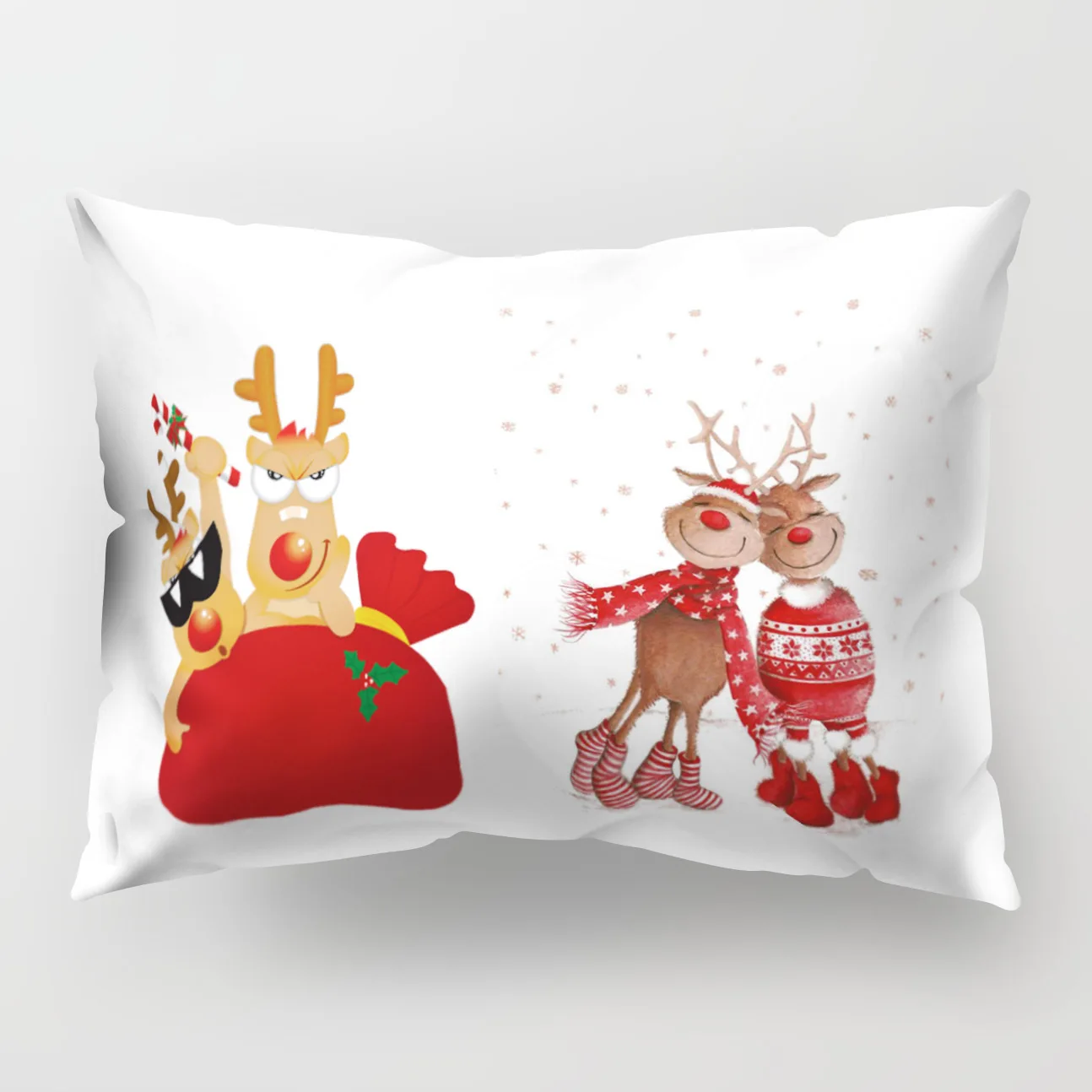 Nordic style Christmas Elk pattern polyester printed pillow cover Home cushion cover rectangular 50x30cm chair lumbar pillowcase