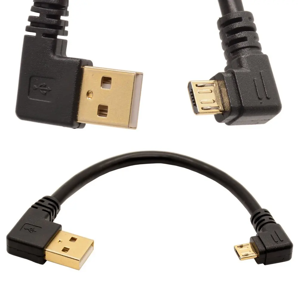 LBSC Gold plated 10CM 90 Degree USB 2.0 to Micro USB B Male Cable Gold Plated Right Angle Data