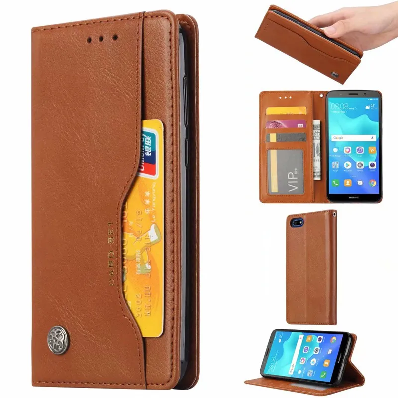 

Luxury High Quality Wallet With Card Slot Flip Cover Leather Case For Huawei Y5 2018 Phone Protective Cover Cases