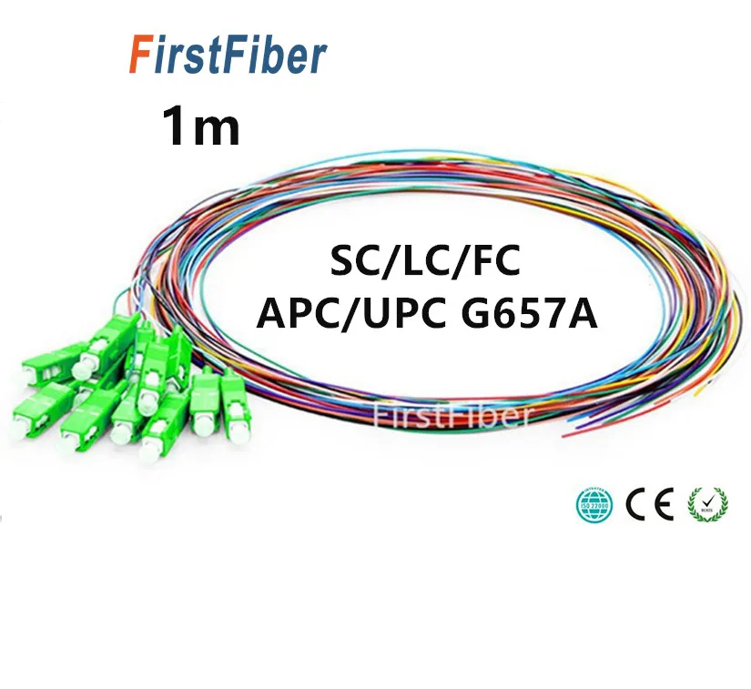 

1m Fiber Pigtail 12 Colors SC/LC/FC/APC/UPC fiber Pigtail cable G657A 12 Core 12 Fibers Simplex 9/125 Single Mode 0.9mm