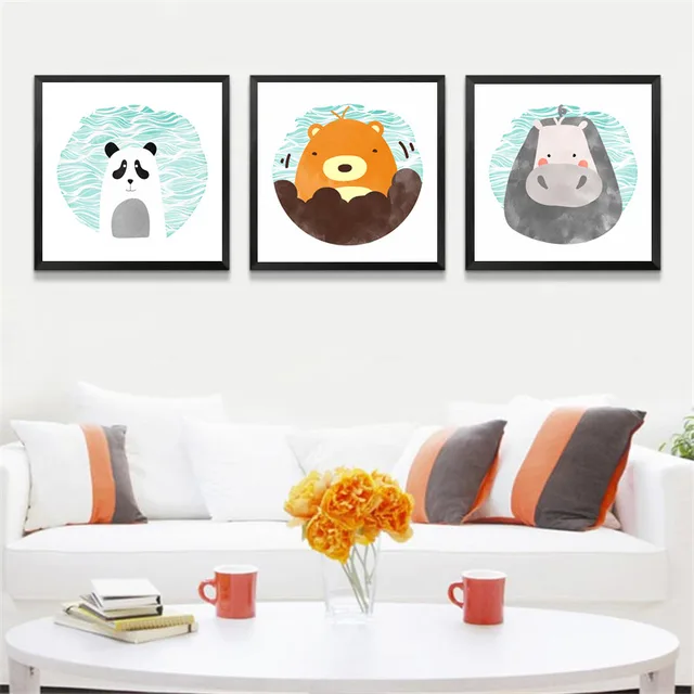 nordic cartoon canvas painting poster prints baby nursery decor