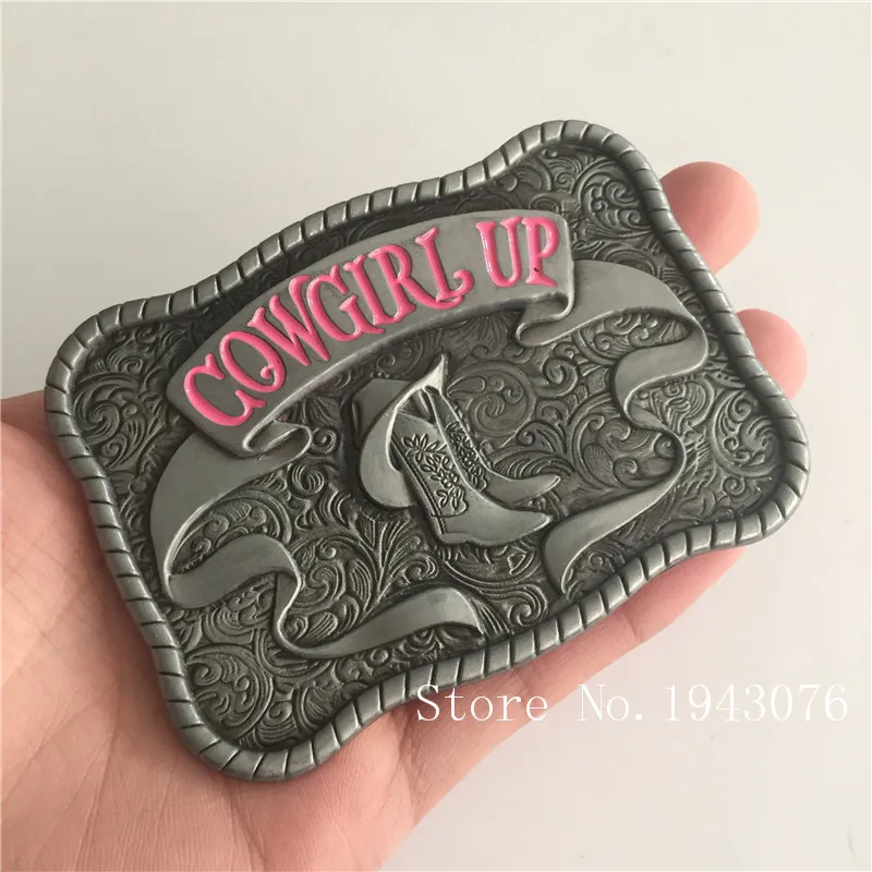 Western Cowgirl UP Belt Buckle With 10*7cm Silver Boots Metal Buckles