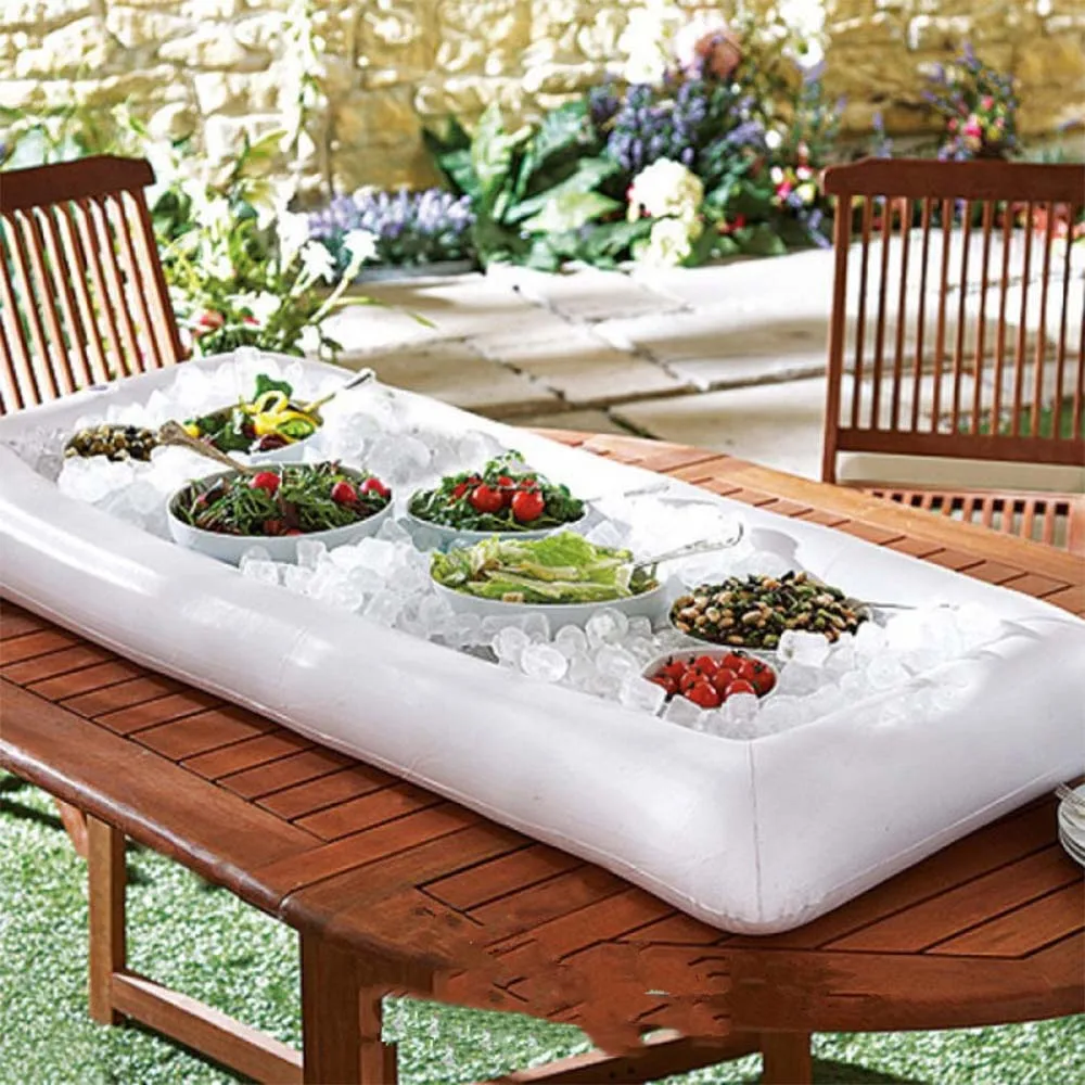 Ice Bucket Salad Bar PVC Tray Food Drink Dining Table Creative Party Float Water Air Mattress Summer Inflatable Beer Table Pool