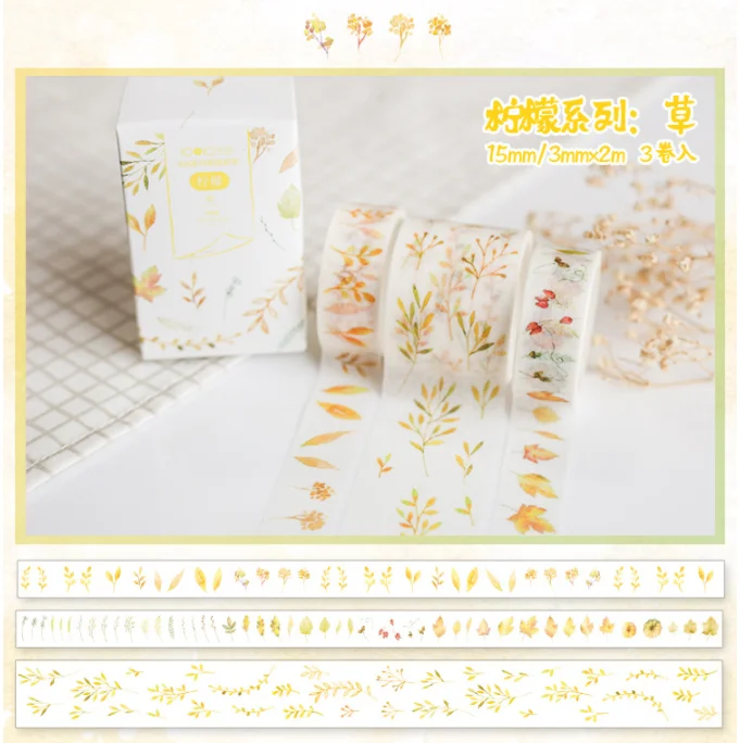 

3 pcs/pack Lemon Style Grass Decorative Washi Tape Set DIY Scrapbooking Masking Tape School Office Supply Escolar Papelaria