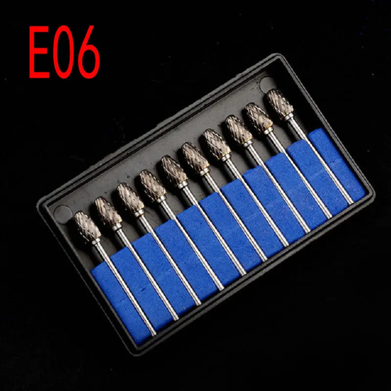 10pcs Dental Lab Polisher Drills Assorted Tungsten Steel Carbide Burs 2.35MM