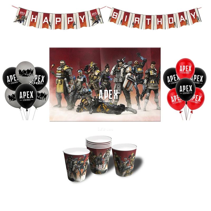 Apex伝説誕生日パーティーの装飾バルーンレイスパスファインダーライフラインジブラルタルdiy壁紙キャンバス絵画 使い捨てパーティー食器 Aliexpress