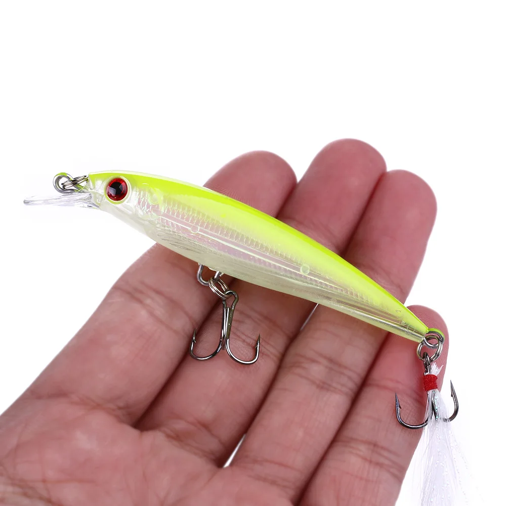 

HENGJIA 1pcs Lure Minnow Sea Fishing Tackle Artificial Hard Bait Hook 90mm 7.2g Laser Lures