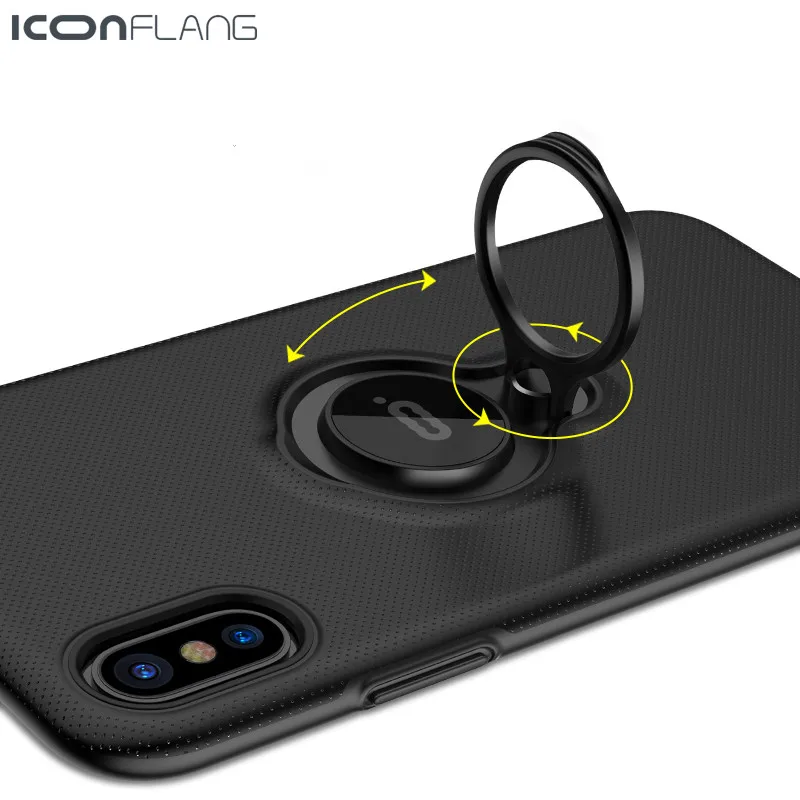 

Phone Case For iPhone 6 6S 7 7 Plus Finger Ring Holder Shell For iphone 8 8 Plus X 10 Cover With Magnetic Function Back Cases