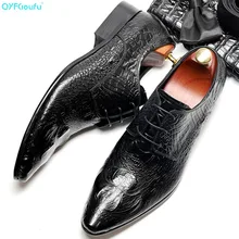 QYFCIOUFU/ г.; Лидер продаж; модные роскошные туфли ручной работы из крокодиловой кожи; свадебные, офисные, вечерние мужские модельные туфли; мужские туфли-оксфорды из натуральной кожи