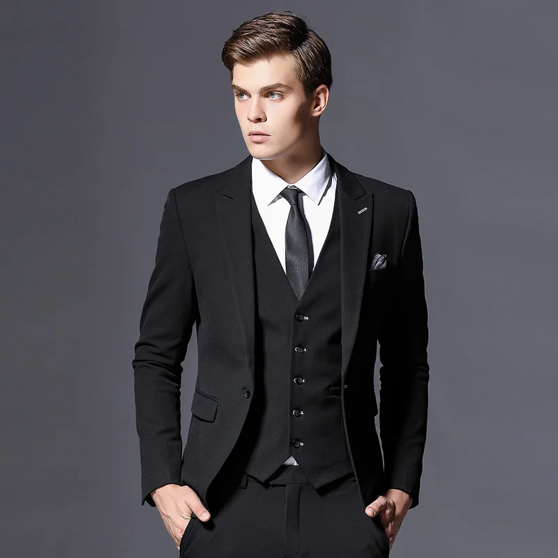 Blazer Homme,Slim Fit Veste de Costume Homme,Veste de Smoking Homme Simple  Poitrine Bouton pour Mariage Business Fête-Noir