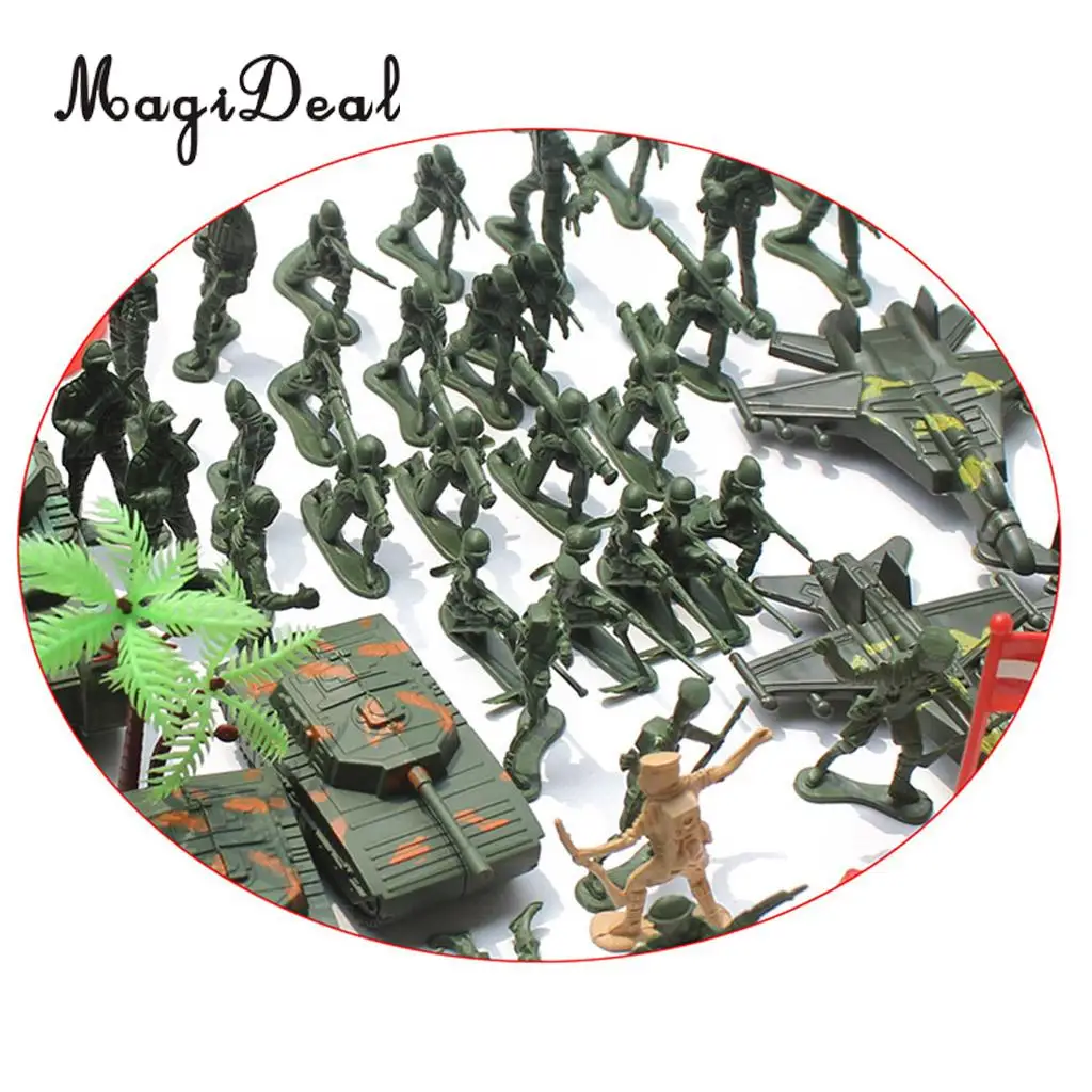 188 Pieces Army Men Playset 5cm Soldier Action Figures with Tanks Planes Flags&More Assorted Accessories Boys Kids Toys Gift