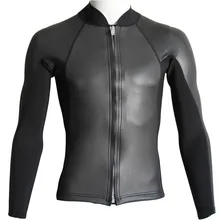 REALON 2mm Neoprene Wetsuit Tops Long Sleeves Men's Wetsuit Jacket Front Zip Black Diving Suit for Surfing Swimming Kitesurf