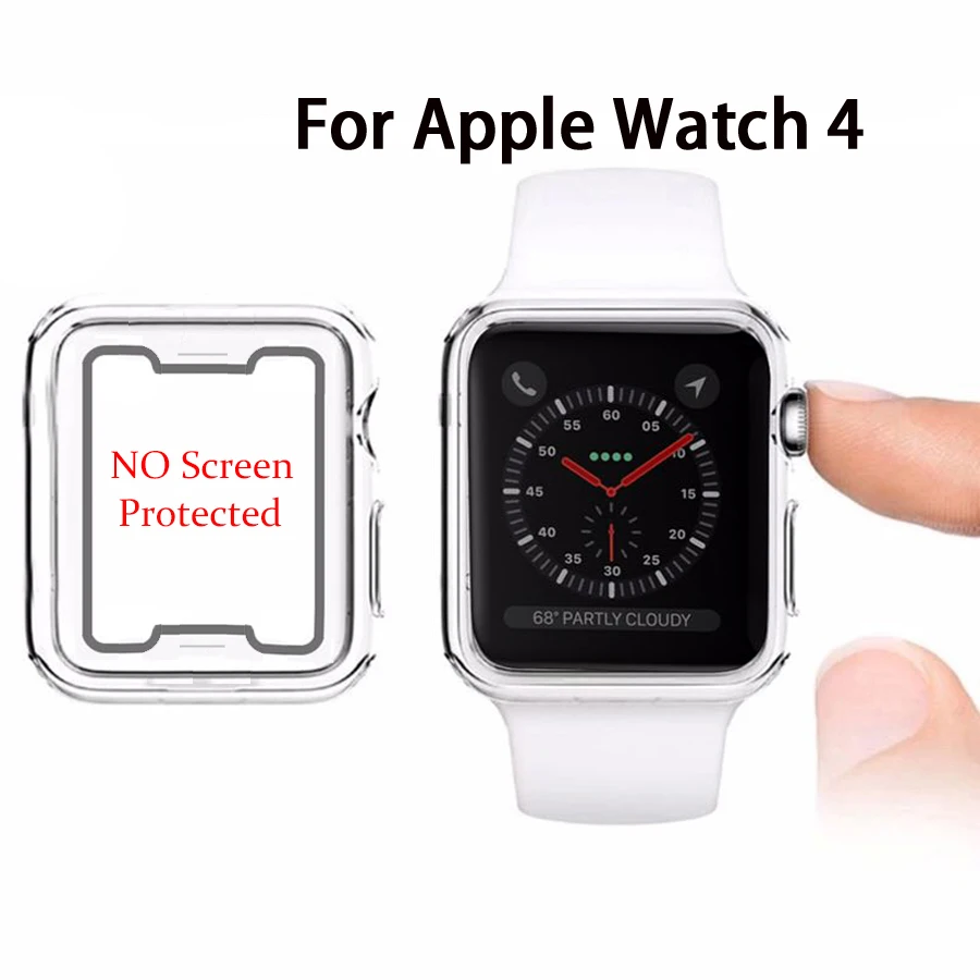 

Ultra-thin Transparent Silicone TPU Protector Case Cover SKin Shell For Apple Watch series 4 44mm 40mm Watch Accessories