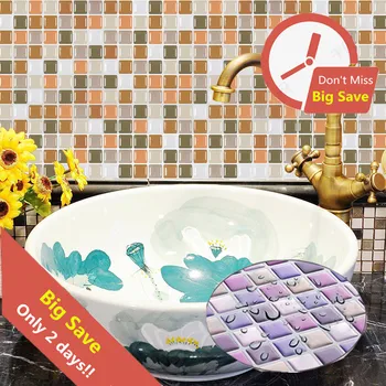 

Bathroom 3D Mosaic Tile Stickers Waterproof Dormitory Home Decoration Decal Kitchen Self-Adhesive Tile Sticker Wall Paper Brick