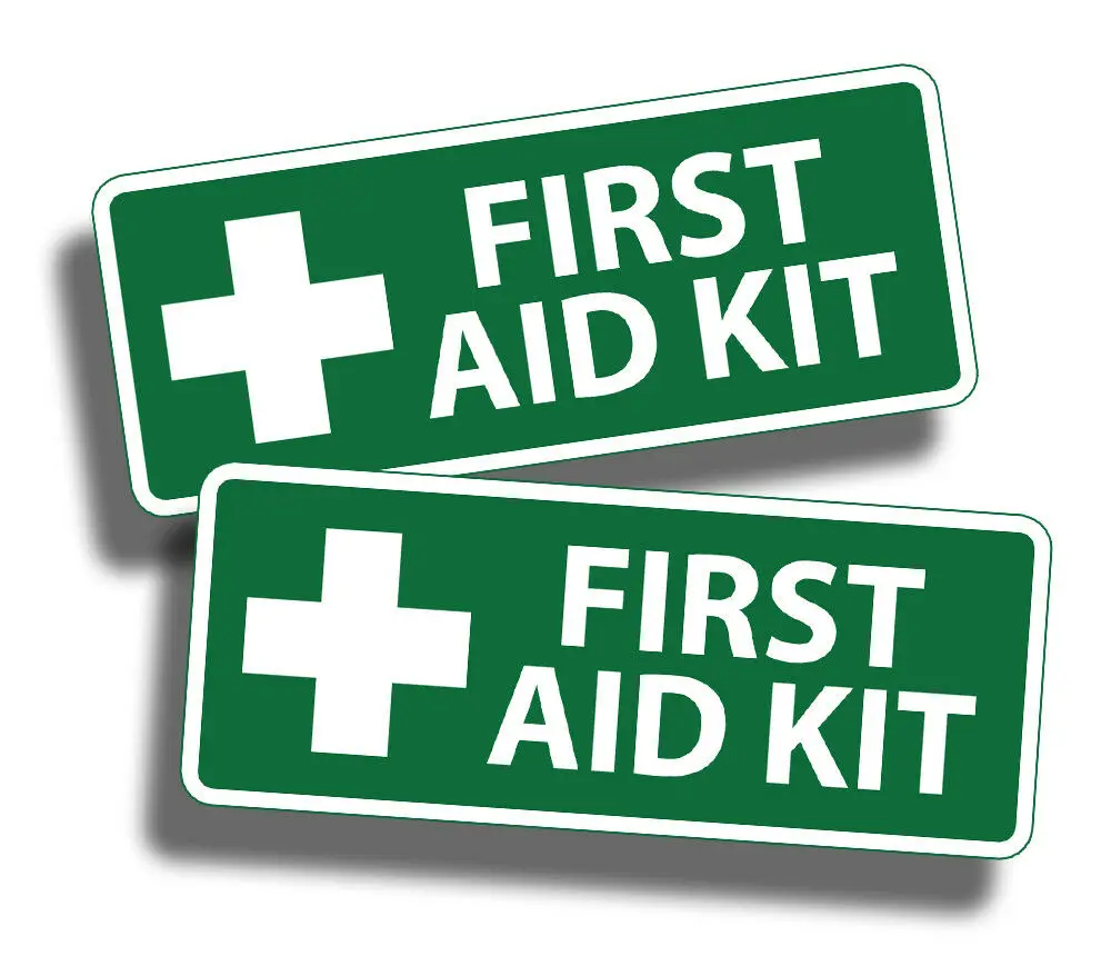 Emergency First AID KIT Sticker Vinyl Decal Health Safety Red 1st Cross Sign 911