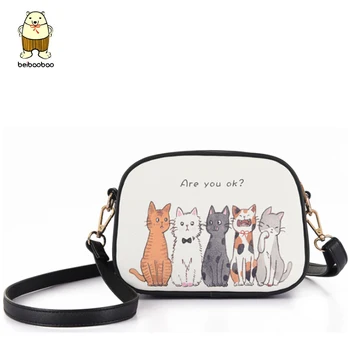 

Beibaobao Cartoon Printing Design Women Messenger Bags Female Tote Women Bag Bolsa Lovely Cross-body Bags Leather Clutch B061