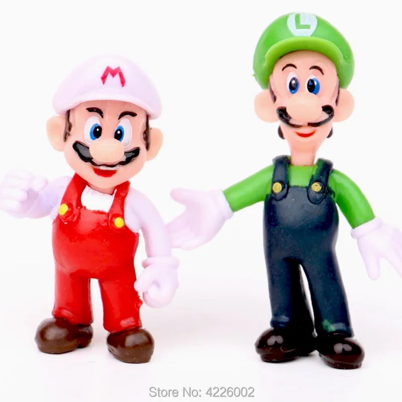 10pcs Super Mario Bros Luigi Wario Waluigi PVC Action Figures Donkey Kong Peach Toad Anime Figurines Kids Toys set for Children