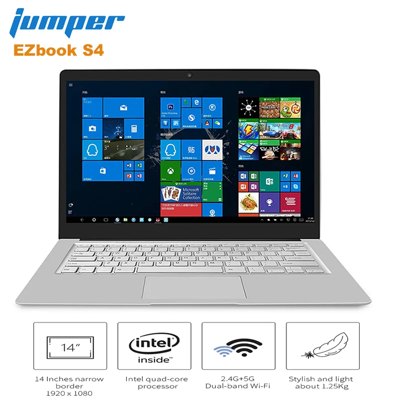 

Jumper EZbook S4 Notebook 14'' Windows 10 Intel Apollo Lake N4100 Quad Core 8GB RAM 256GB SSD PC Business Office Laptops HDMI