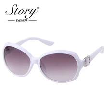 STORY moda gafas de sol de gran tamaño para mujer 2019 marca diseñador vintage mariposa PC marco blanco botón gafas uv400 tonos S2114