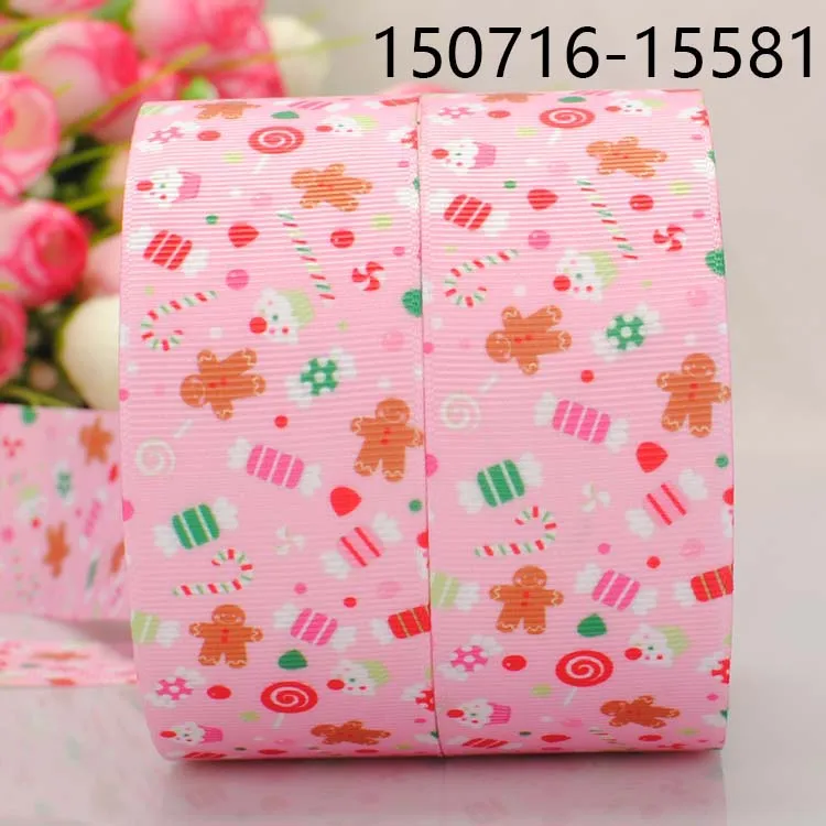 

5 yard 1-1/2" (38mm) pink Christmas gift print grosgrain ribbon tape DIY handmade hairbow ribbon free shipping