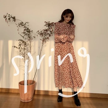 

Vestidos Verano 2018 Long Sleeve Dress,summer Chiffon Bohemian Floral Full Party Korean Dress, Christmas Dress Fall 2018