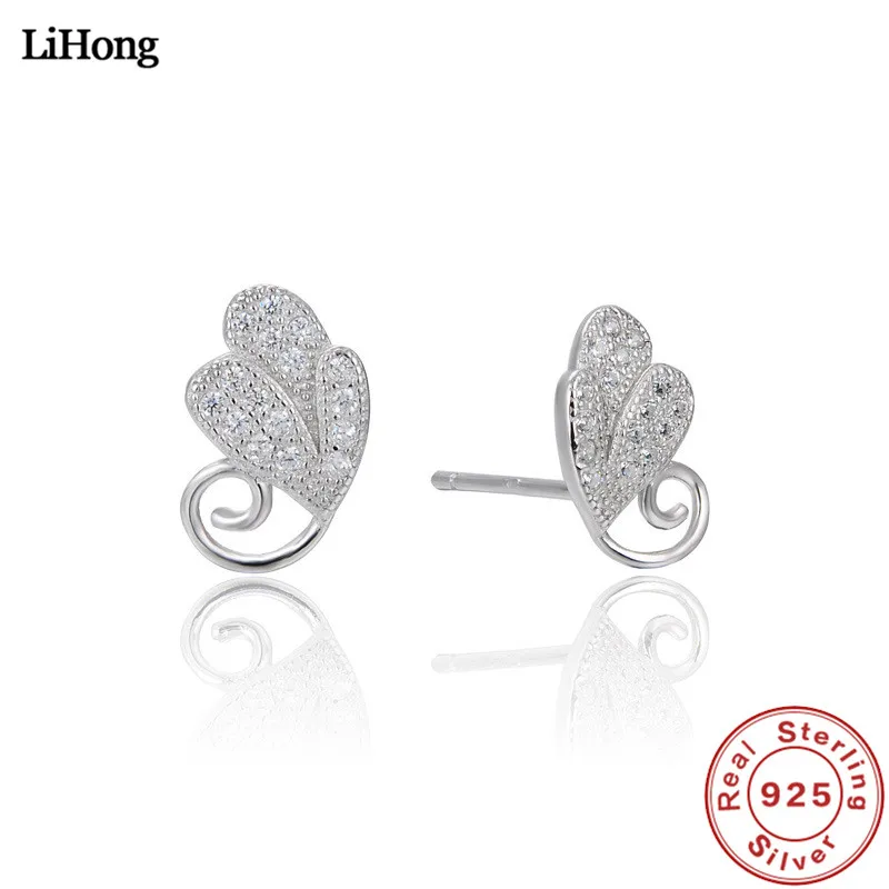 

New design 100% 925 Sterling Silver Stud Earrings Zircon Sterling Silver Earrings Leaf Earrings Women Fashion Jewelry Wholesale