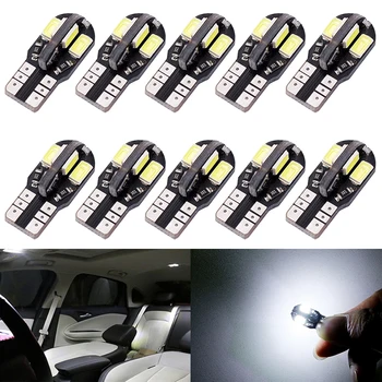 

10pcs High Quality T10 8SMD 5630 LED Car Light Canbus No Error Auto Wedge Lamp 2825 W5W 8 SMD 5730 Led Parking Bulb 12V