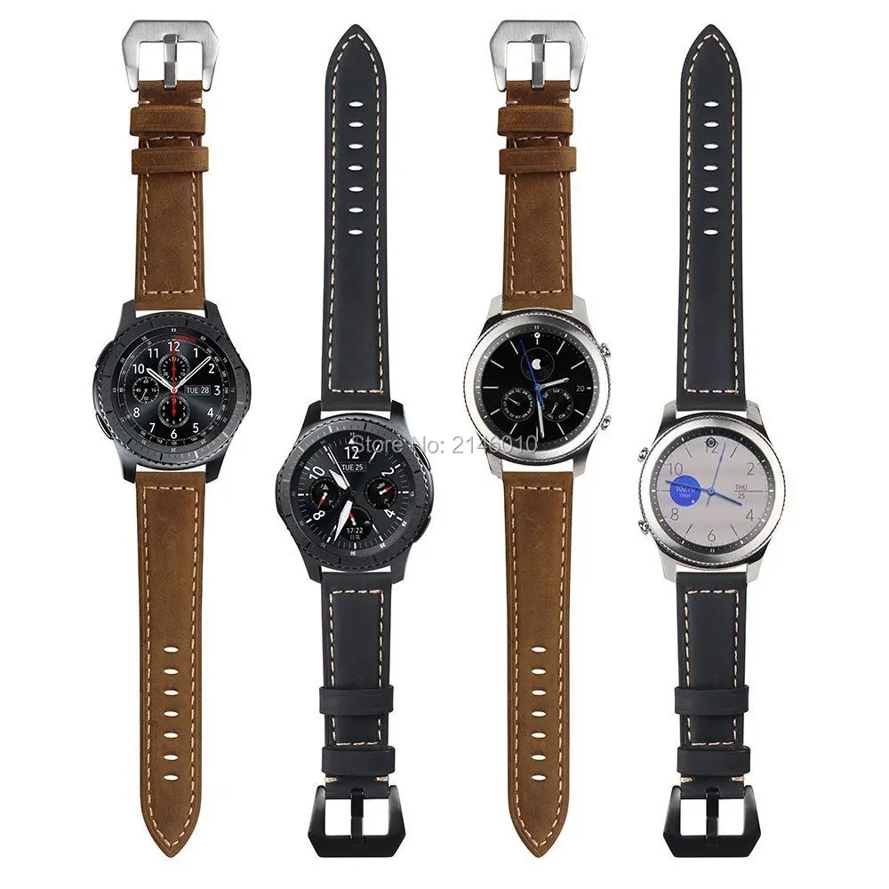 Hot Sale  22MM Genuine Luxury Leather Strap Band For Samsung Gear S3 Frontier/ Classic