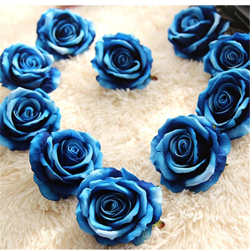 100PCS Blue Artificial Rose Bud Red Rose Bud 10CM Big Wedding Bridal