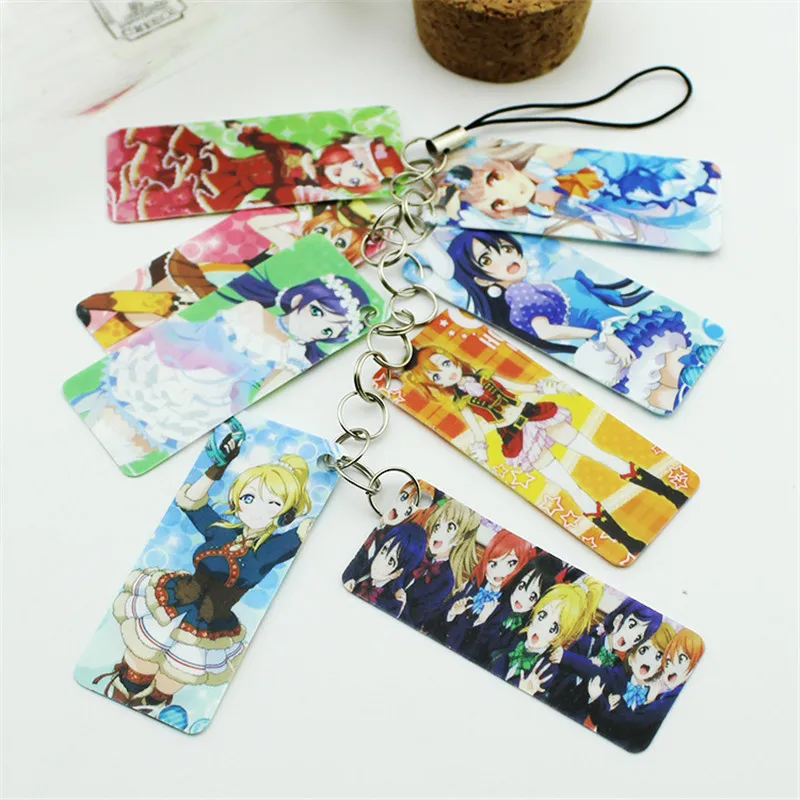 

Cartoon Anime LoveLive Love Live Photo Pvc Card String Keychain 8 pcs Cards/string Women Bag Accessories Chaveiro Llaveros B201