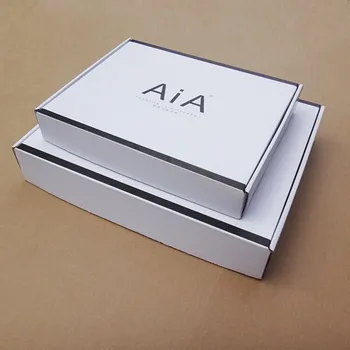

Wholesale 500PCS/lot Luxury White corrugated cardboard shipping boxes custom Printed logo Collapsible clothes packaging box