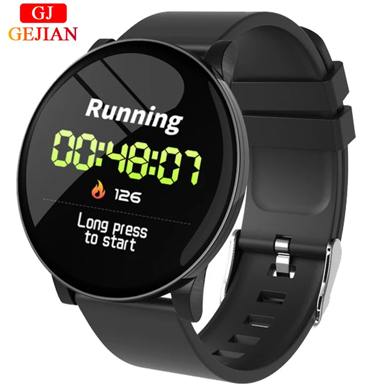 GEJIAN Mens Smart Watch IP67 Waterproof Heart Rate Monitoring Fitness Bracelet Sport Smartwatches For IOS Xiaomi Android - Цвет: black