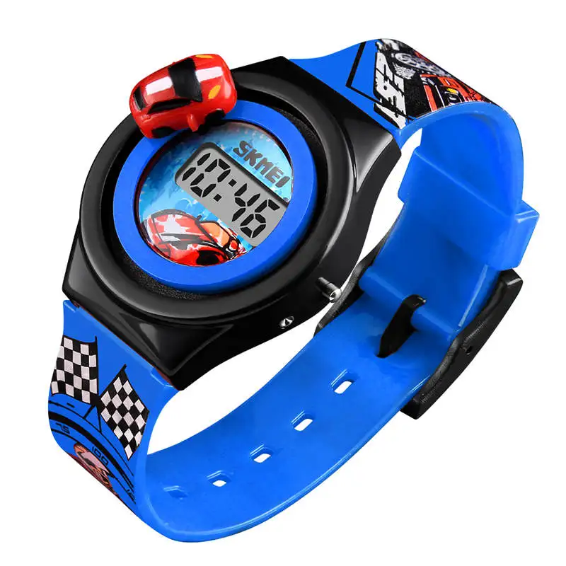 SKMEI Children's Watch Rotatable Car Child Watches Lovely Boy Girl Toy Clock Sports Student Wristwatch Luxury brand Relogio Top - Цвет: Dark blue