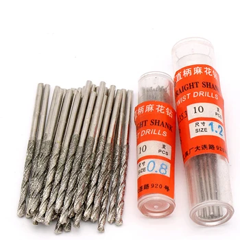 

10pcs High Speed Steel Glass polishing Diamond Coated Twist Drill Bit Set Needle Drills Jewelry Agate Fine Drilling Bits