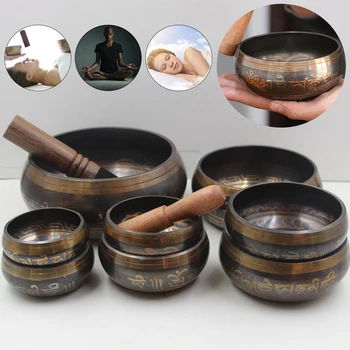 

Hand Hammered Chakra Meditation Bowl Decorative wall Dishes Yoga Tibetan Buddhist Brass Singing Bowl
