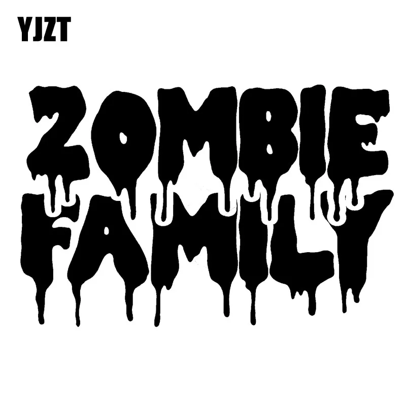 YJZT 11.5CMX7.5CM Funny ZOMBIE Family Vinyl Car styling Black/Silver Decals Motorcycle Car