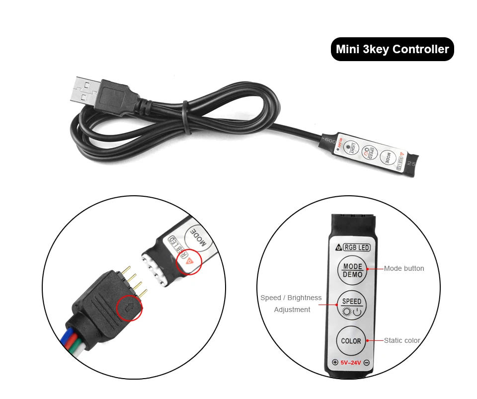 Беспроводной мини 3 ключа диммер/24Key инфракрасный пульт/17Key DC 5 В USB мощность RGB Светодиодная лента управление Лер 5 в RGB Светодиодная лента освещение