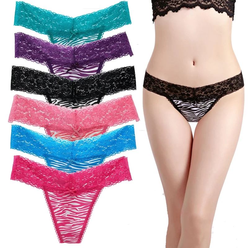 

Sexy Women Underwear Plus Size Seamless G-String Thong For Female Lace String Lingerie Tanga Underpants 6pcs Pants