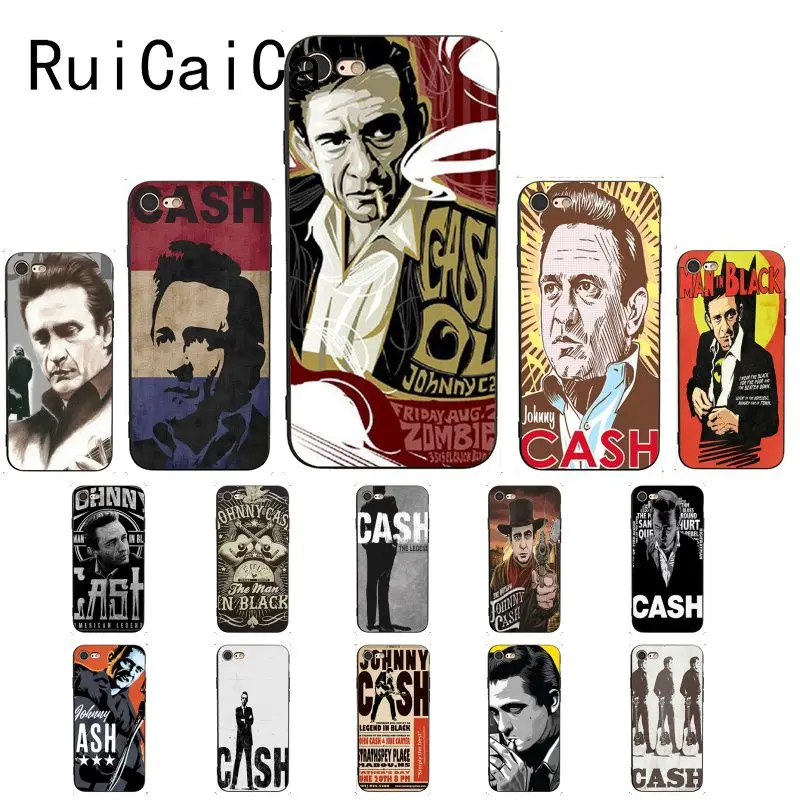 RuiCaiCa Johnny cash poster Black Soft Shell Phone Cover for iPhone 8 7 6 6S 6Plus X XS MAX 5 5S SE XR 10 Cases | Мобильные телефоны