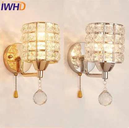 

IWHD Modern Luxury Crystal Led Wall Light Simple LED Wall Lamp Concise Bedside Lights Fixtures For Home Lighting Bedroom