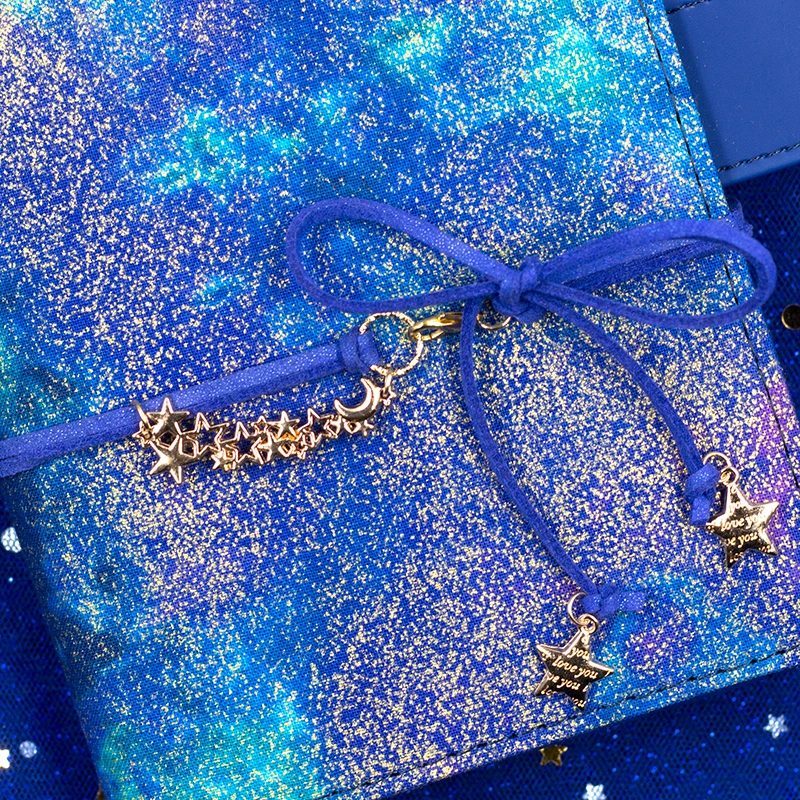 Новинка A5 A6 красивый Kawaii Blue Star Bling Notebook дневник Еженедельный план руководство