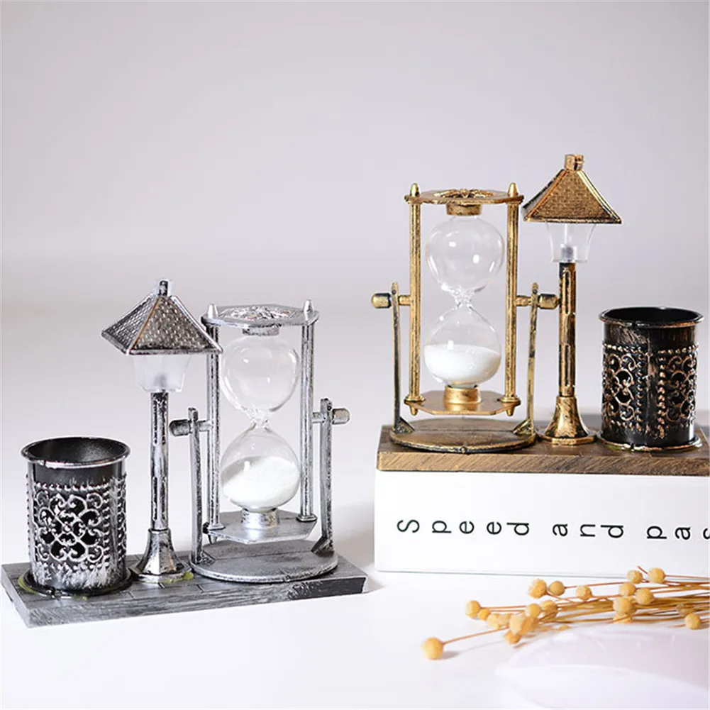 

Retro Sandglass with LED Night Light Tower Desk Lamp Home Table Decor Ornament GHS99