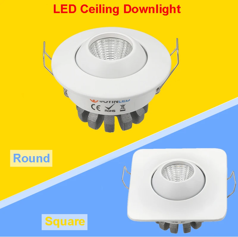 10 шт./лот, регулируемый 3W, COB, светодиодный светильник, s, поверхностный монтаж, потолочный Точечный светильник, Круглый/квадратный Точечный светильник для спальни, AC90-260V, DC12V