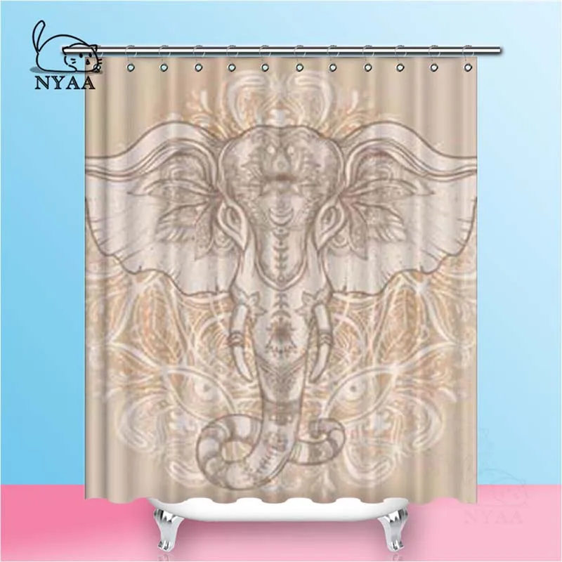 

Nyaa Elephant Shower Curtains Indian God Ganesha Thai Symbol Waterproof Polyester Fabric Bathroom Curtains For Home Decor