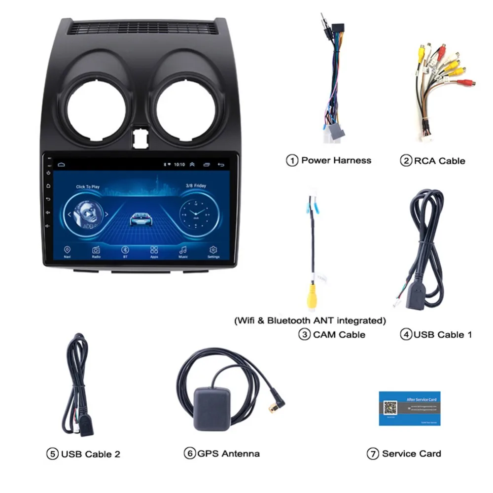 Top Super Slim Touch Screen Android 8.1 radio GPS Navigation for Nissan x-trail Qashqai headunit tablets Stereo Multimedia Bluetooth 2
