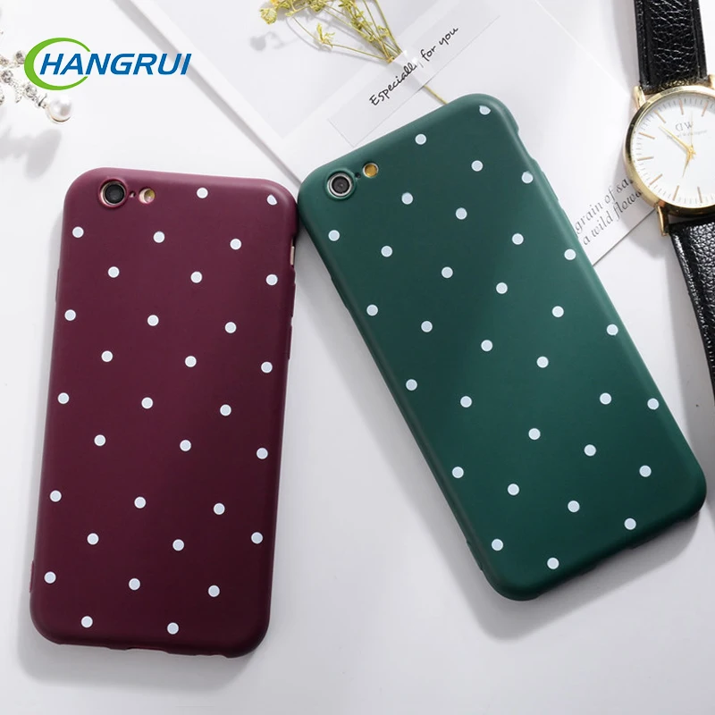 Vintage Wine Red Polka Dots Phone Case For iPhone 6 6s Plus XS Max Soft TPU Case Cover For iPhone XR X 8 7 Plus 5 S SE 4 Capa
