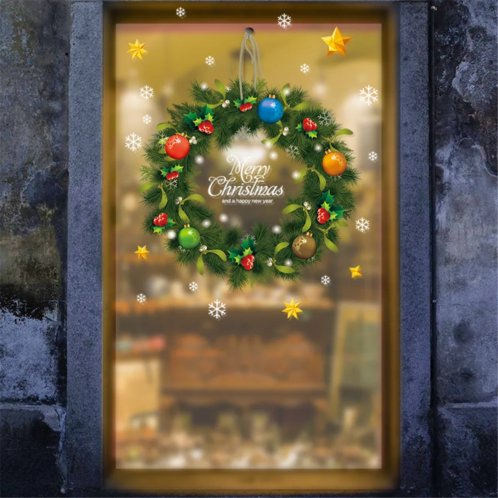 

Room Stickers 2019 Merry Christmas Household Wall Sticker Flower Wreath Mural Decor Decal Removable Children Bedroom Door #45