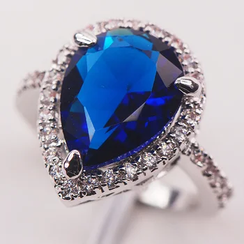 

Blue Crystal Zircon Fashion 925 Sterling Silver Woman Ring Size 6 7 8 9 10 F600 Fashion Wholesale Jewelry Free Shipping